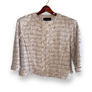 Lafayette 148 Tweed Full Zip Noelle Jacket in Cream